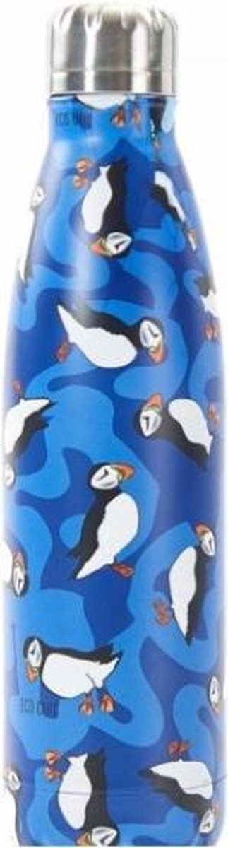 Eco Chic The Bottle - Thermosfles - Thermosfles 500 ml - Isoleerfles - Blauw - Pinguïns