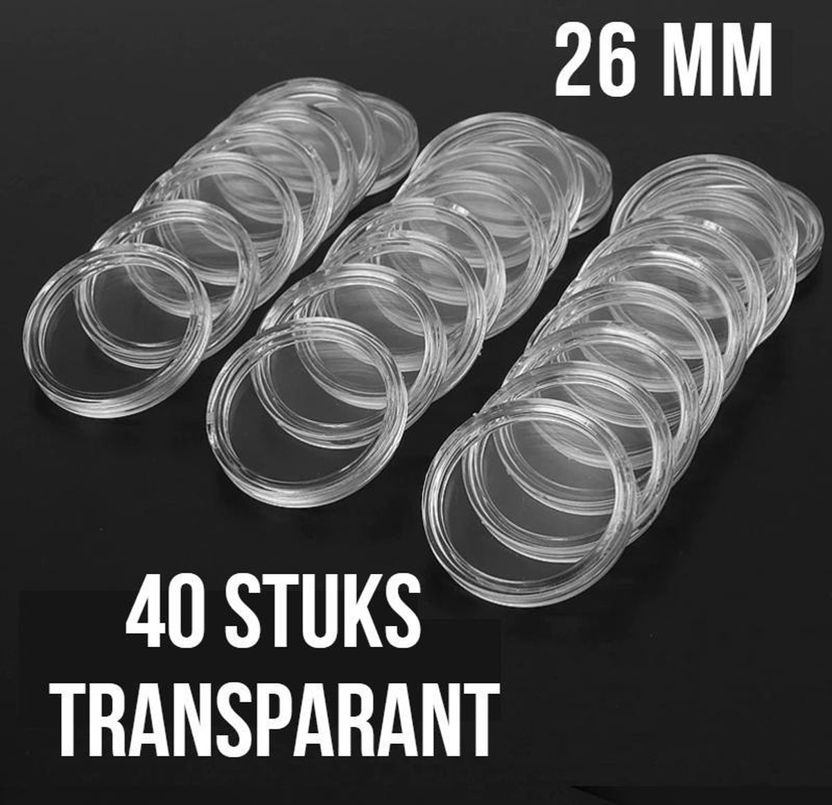Allernieuwste 40 stuks Muntcapsules Ø 26 mm - Transparante Munt Capsules - Doorzichtig Glashelder Kunststof 26mm - Merkloos