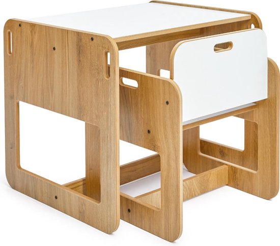 Minera® Dove Montessori Kindertafel met 1 stoeltje - Kindertafel en stoeltjes - Eethoek 1 kindertafel 1 stoel - Peuters tafel - Kindertafel - Eethoeken - Kindertafel voor 1-4 jaar