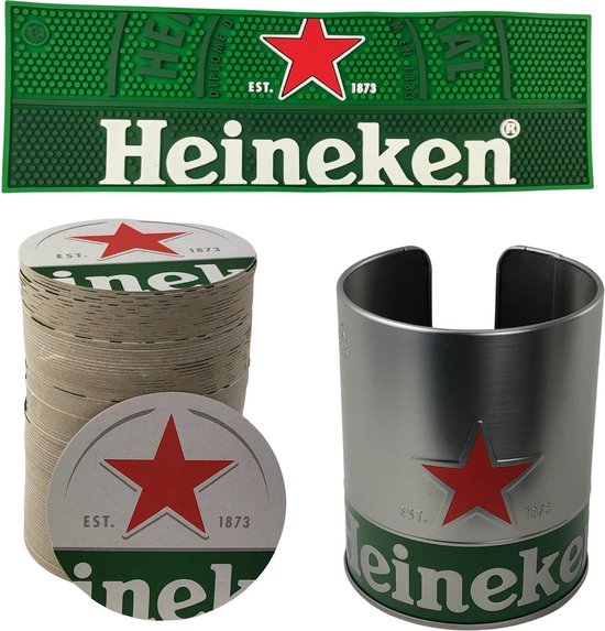 Bezem Efficiënt Lui Heineken barmat + vilthouder + viltjes | bar mat vilt houder bierviltjes  biervilten | bol.com