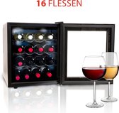 Wijnkoelkast - Wijnklimaatkast - 16 Flessen - Zwart - wijn koeler - wijnkast - bewaarkast - koelkast