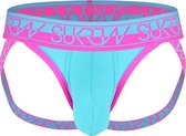 Sukrew - BLOC Jockstrap - Blauw/Roze - Maat M - Heren ondergoed - Mannen onderbroek