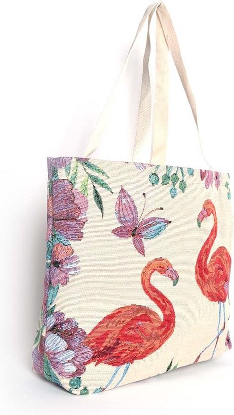 Stoffen Canvas Shopper - Flamingo design - Vakantie tas | bol