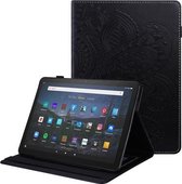 Voor Amazon Fire HD 10/10 Plus (2021) Peacock Tail Embossing Pattern Horizontal Flip Leather Case met houder & antislipstrip en kaartsleuven (zwart)