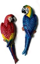 Set kleurrijke ijzeren papegaaien beelden | Wanddecoratie