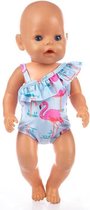 Dolldreams | Badpak met flamingo's geschikt voor pop zoals baby born - Poppenkleding poppen tot 43 cm