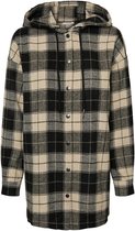 Noisy may Jas Nmflanny L/s Hood Long Shacket Bg S 27014487 Black/w. White Pepper Dames Maat - S