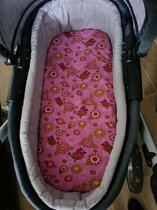 Kinderwagen matrashoes - vogeltjesmotief - roze - tricot stof
