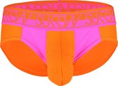 Sukrew - BLOC Brief - Oranje/Roze - Maat XL - Heren Slip - Mannen Ondergoed
