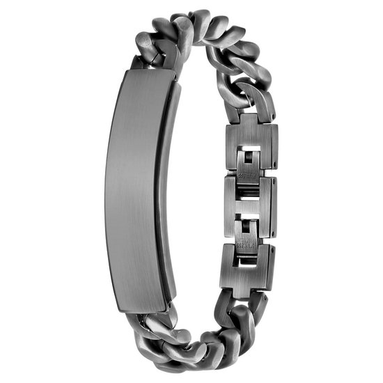 Lucardi Heren Armband gourmetschakel - Staal - Armband - Cadeau - Vaderdag - 22 cm - Zilverkleurig