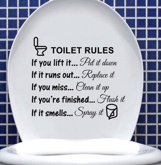 Sticker Toilettes - Décoration murale - Sticker WC - Textes anglais toilette  | bol