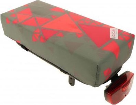 HOOODIE Big Cushie - Fietskussen Bagagedrager - Tangram - Groen - Rood - Kussentje fietsstoeltje