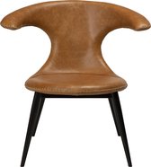 FLAIR Lounge Chair - Light brown leather w. round black legs