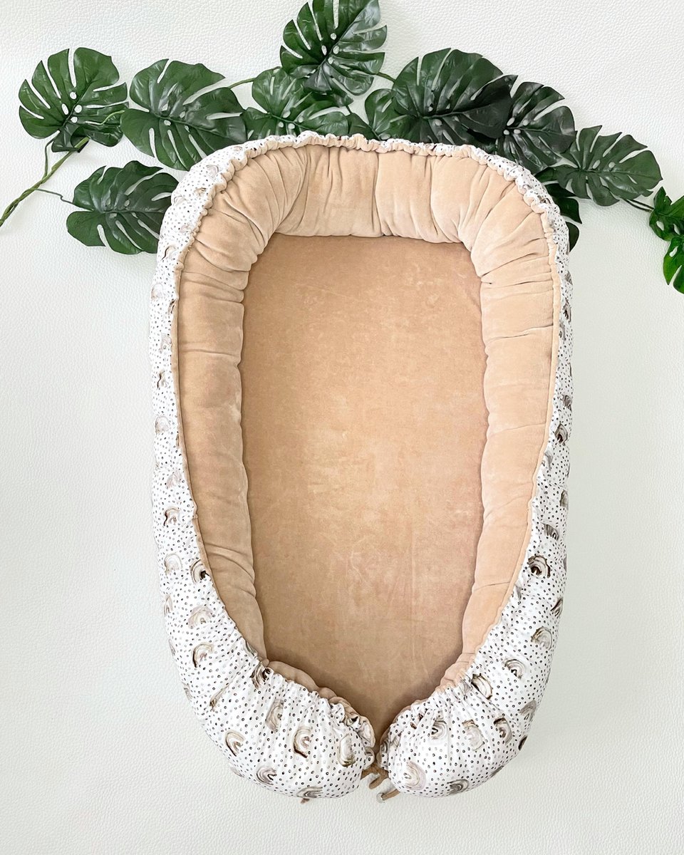 Babynest | Comfykids | Rainbow beige | Katoen-Velours | Tweezijdig | Oeko-tex | +GRATIS dekentje