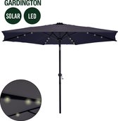 Gardington Parasol – Verlichting op Zonne-Energie - Kantelbaar - Aluminium – Zonnedoek /Zonneluifel/Zonnescherm/Zonnewering – Antraciet - 270 cm