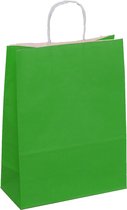 Papieren draagtassen met gevlochten oren - 18x8x22cm - groen - 50 stuks / papieren tassen Kraft Papieren Tasjes Met Handvat/ Cadeautasjes met gedraaid handgrepen / Zakjes/