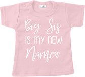 Shirt grote zus-beige-Big sis is my new name-Maat 98