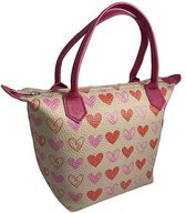 OfeliaT - Italiaans leren Dames Handtas - Heart Golf Collectie - creme/rood/roze