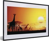 Fotolijst incl. Poster - Een illustratie van het Afrikaanse landschap met giraffen - 60x40 cm - Posterlijst