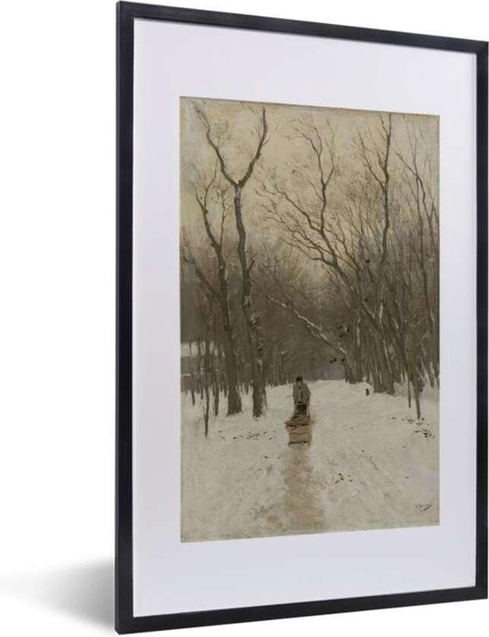 Fotolijst incl. Poster - Winter in de Scheveningse bosjes - Schilderij van Anton Mauve - 40x60 cm - Posterlijst