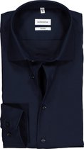 Seidensticker shaped fit overhemd - donkerblauw structuur - Strijkvrij - Boordmaat: 41
