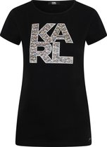 Karl Lagerfeld - Dames Tee SS Library Logo Shirt - Zwart - Maat L