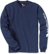 Carhartt EK231 Signature Sleeve Logo Longsleeve T-Shirt - Relaxed Fit - Navy - S