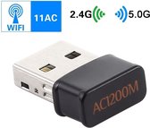AC1200Mbps 2,4 GHz en 5 GHz Dual Band USB 2.0 WiFi-adapter Externe netwerkkaart (zwart)