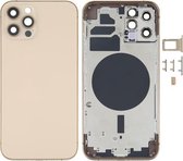 Behuizingsdeksel aan de achterkant met simkaarthouder en zijkleppen en cameralens voor iPhone 12 Pro (goud)