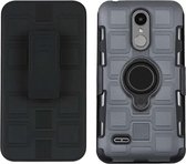 Voor LG K8 (2017) EU-versie 3 in 1 kubus pc + TPU beschermhoes met 360 graden draaien zwarte ringhouder (grijs)