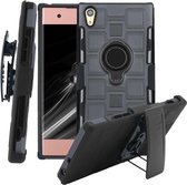 Voor Sony Xperia XA1 3 in 1 Cube PC + TPU beschermhoes met 360 graden draaien zwarte ringhouder (grijs)