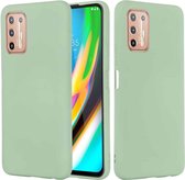 Voor Motorola Moto G9 Plus Pure Color Vloeibare siliconen schokbestendige hoes met volledige dekking (groen)