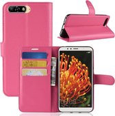 Voor Huawei Y6 2018 Litchi Textuur Horizontale Flip Leren Case met Houder & Kaartsleuven & Portemonnee (Magenta)