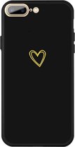 Voor iPhone 8 Plus / 7 Plus Golden Love-heart Pattern Colorful Frosted TPU telefoon beschermhoes (zwart)