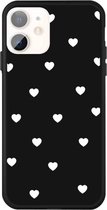 Voor iPhone 11 Meerdere Love-hearts Pattern Colorful Frosted TPU telefoon beschermhoes (zwart)