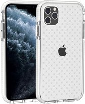 Voor iPhone 11 Pro Max rasterpatroon schokbestendig transparant TPU beschermhoes (wit)