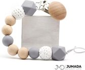 Jumada's Speenkoord - Speen - Kralen - Koord - Speenclip - Spenenketting - Baby - Hout - Grijs