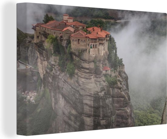 Les monastères des Météores entre les nuages Toile 30x20 cm - petit - Tirage photo sur toile (Décoration murale salon / chambre)
