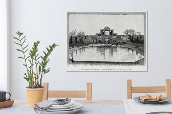 Canvas Schilderij Een illustratie van de stadspoort in het Iraanse Teheran - 80x60 cm - Wanddecoratie