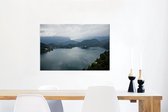 Canvas Schilderij Meer - Slovenië - Mist - 90x60 cm - Wanddecoratie