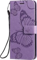 Samsung Galaxy A51 Hoesje - Mobigear - Butterfly Serie - Kunstlederen Bookcase - Paars - Hoesje Geschikt Voor Samsung Galaxy A51