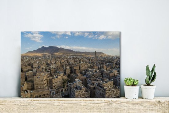 Canvas Schilderij Jabal an Nabi Shu'ayb bergen achter Sanaa in Jemen - 30x20 cm - Wanddecoratie