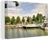 Canvas Schilderij Boot - Haven - Nederland - 90x60 cm - Wanddecoratie