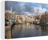Canvas Schilderij Gracht - Water - Haarlem - 90x60 cm - Wanddecoratie