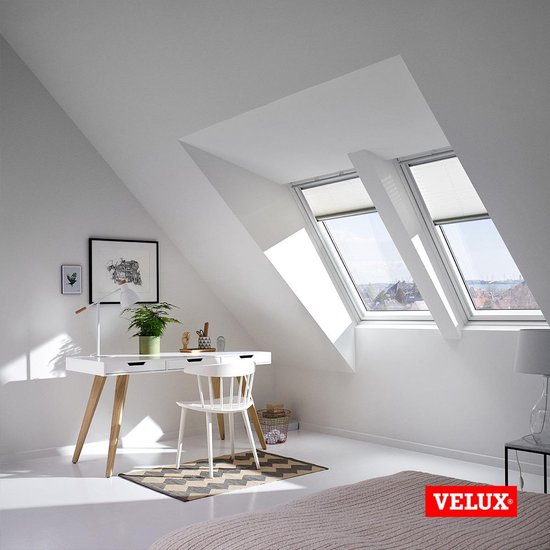 Store plissé d'origine VELUX (FHL), cadre argenté, P04, P34, 404, Blue doux