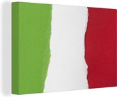 Canvas schilderij 140x90 cm - Wanddecoratie Geschilderde vlag van Italië - Muurdecoratie woonkamer - Slaapkamer decoratie - Kamer accessoires - Schilderijen
