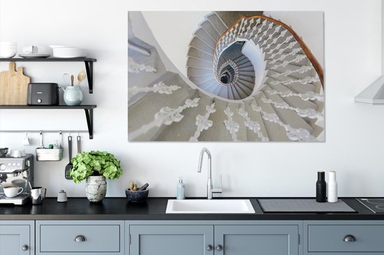 Un escalier en colimaçon vu d'en haut toile 140x90 cm - Tirage photo sur toile (Décoration murale salon / chambre)