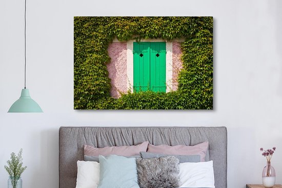 Portes pliantes sur le côté de la ferme du jardin de Monet en France Toile 180x120 cm - Tirage photo sur Toile (Décoration murale salon / chambre) XXL / Groot format!