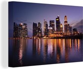 Canvas Schilderij Singapore - Skyline - Water - 120x80 cm - Wanddecoratie