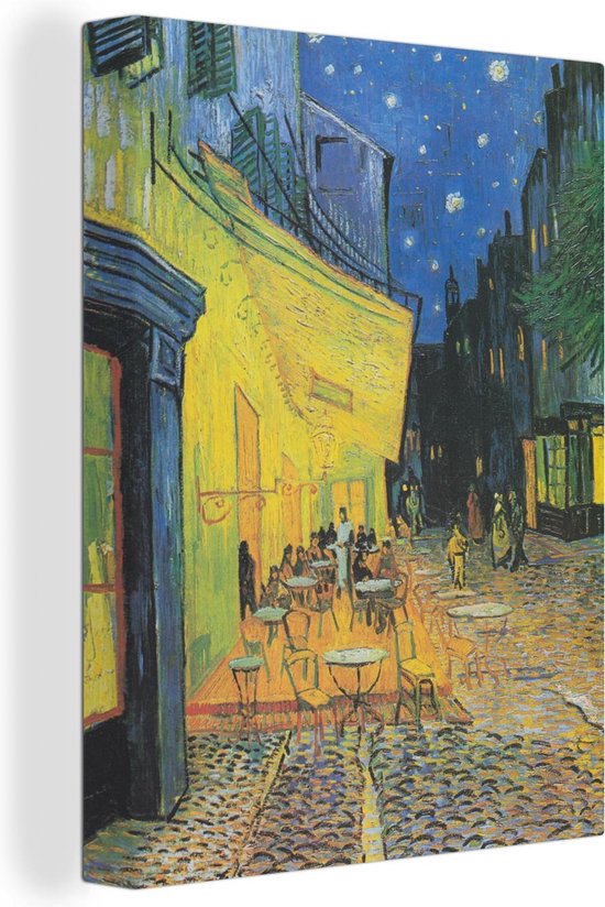 Canvas Schilderijen Caféterras bij nacht Vincent van Gogh 60x80 cm Wanddecoratie
